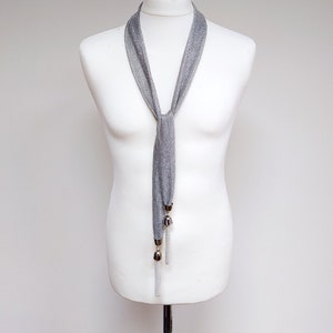 Good Omens inspired silver tie scarf, as worn by David Tennant Crowley. Cosplay prop, made to order. image 4