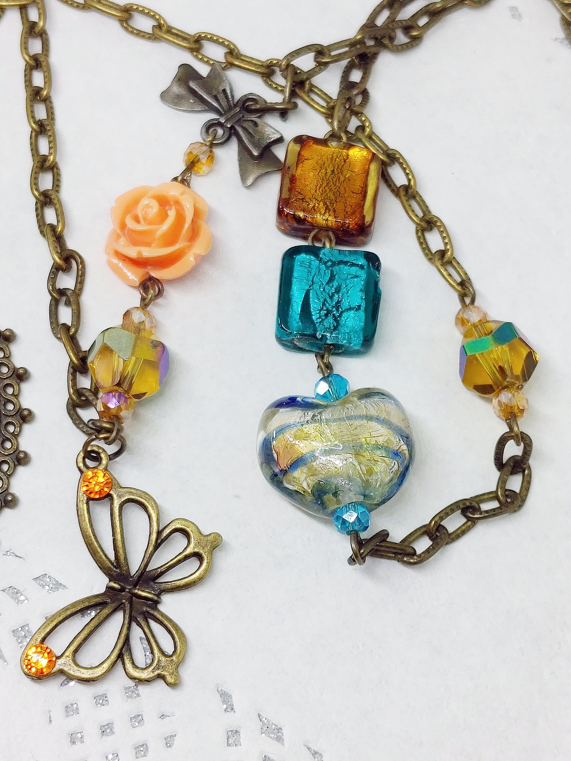 Collier Sautoir Et Pendentif Perles De Verre Murano - Lot De 2, Neuf Sans Emballage, Style Bohème
