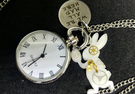 Alice in wonderland pocket watch necklace cheap