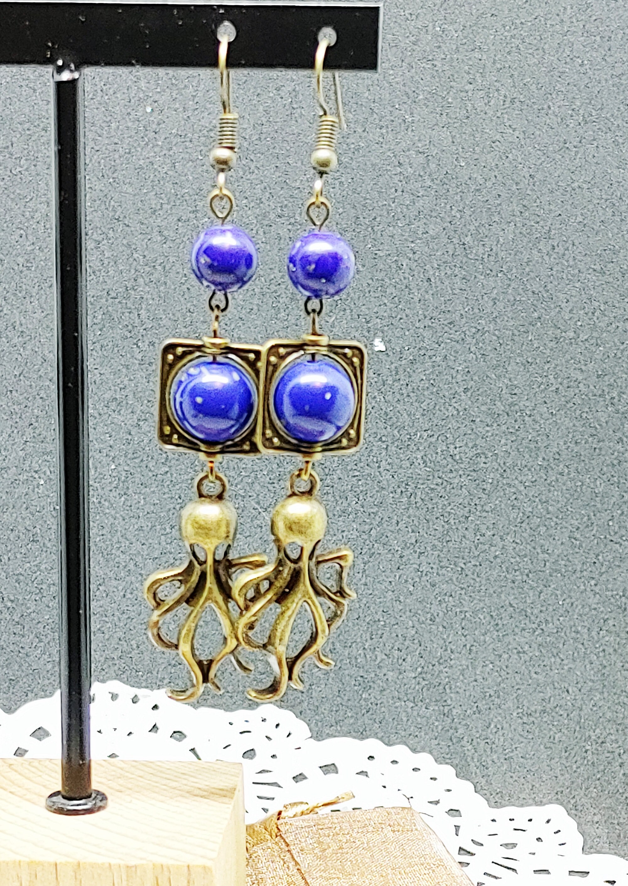 Cthulhu Octopus Steampunk Earrings With Hooks & Earnuts - Cool Gothic Jewelry