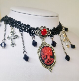 Collana Girocollo Gotica Bohémien A Strati In Acciaio Inox E Cristallo Nero, Lunghezza Regolabile, Regalo Per Donne