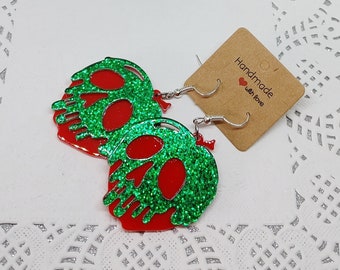 Poison Apple glitter earrings inspired by Snow White Evil Queen