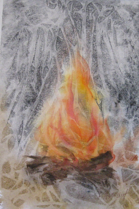 Campfire Art Camping Abstract Campfire Bonfire Campsite Etsy