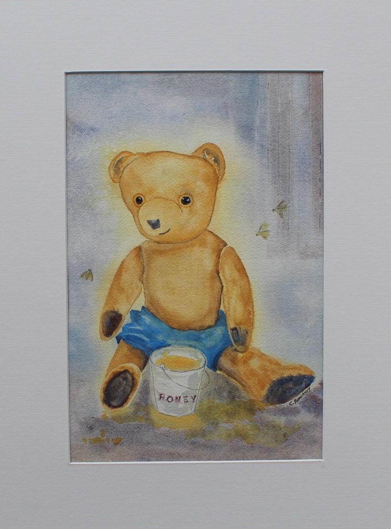 Vintage teddy bear honey pot honey bee Steiff bear hungry | Etsy