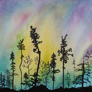 Art & Collectibles Painting standing nude drawing northern lights nude