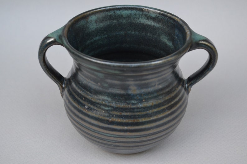 Wheel Thrown Stoneware Vase With Handles, Reduction Fired With Multi ...