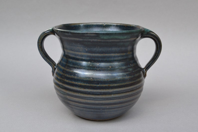 Wheel Thrown Stoneware Vase With Handles, Reduction Fired With Multi ...