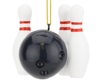 Tree Buddees Bowling Ball and Pins Christmas Ornaments