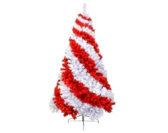 Tree Buddees Red and White Swirl Candy Cane Colored Artificial Christmas Tree (6 Foot)