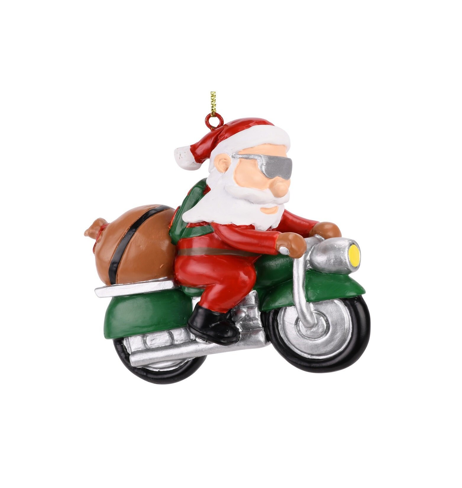 Père Noël à moto décoration verre soufflé sapin Noël