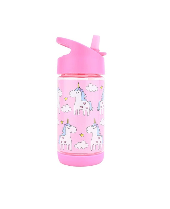 Kids Water Bottle With Straw, Spill Proof, Eco-friendly BPA Free Non Toxic Plastic  Bottles unicorn Water Bottle 