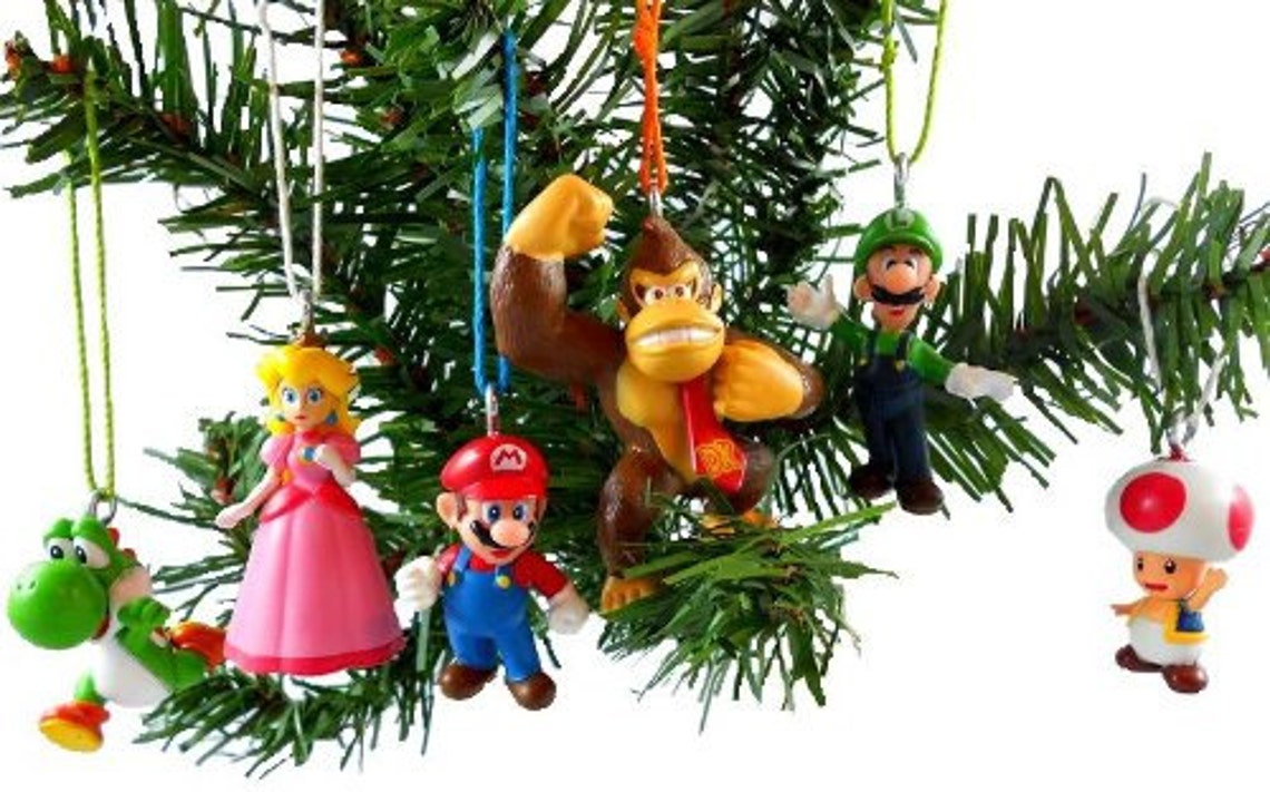 Super Mario Brothers Christmas Ornaments Figurines Pack of 6 | Etsy