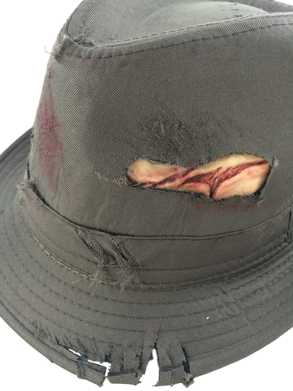 Dead Man Costume Bloody Fedora Zombie Hat Halloween Costumes Scary Accessory NEW