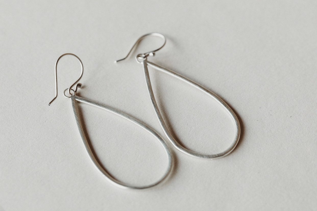 Sterling Tear Shaped Hoop Earrings - Etsy