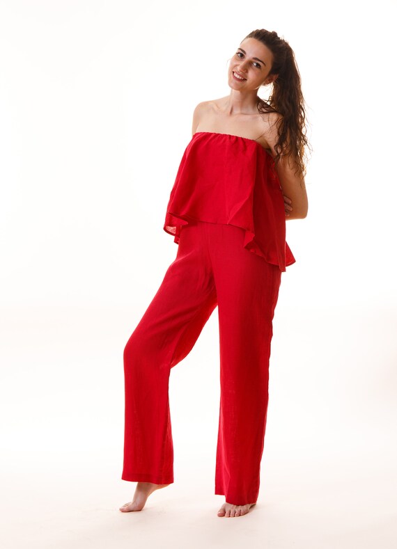 elegant red jumpsuit
