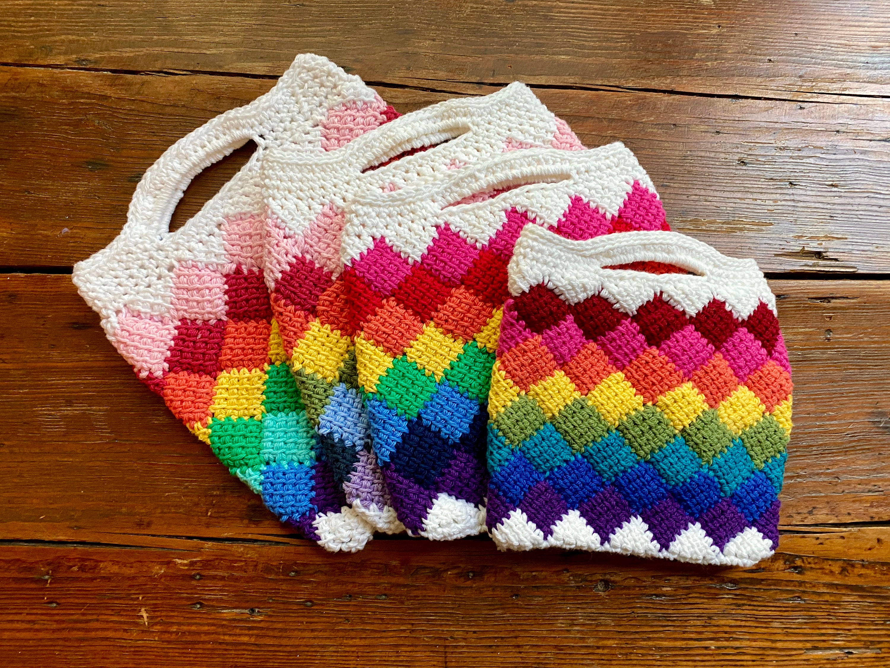 Rainbow Entrelac Tote Bag Crochet Pattern Etsy
