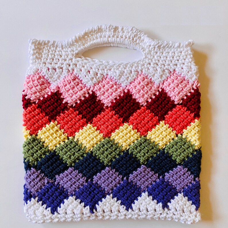 Rainbow Entrelac Tote Bag Crochet Pattern Etsy
