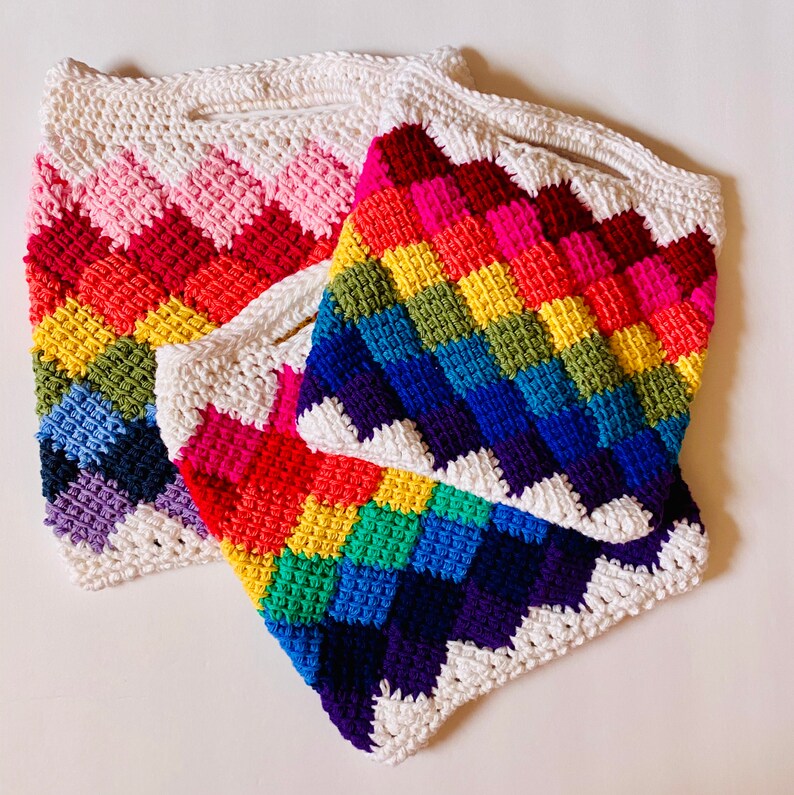Rainbow Entrelac Tote Bag Crochet Pattern Etsy