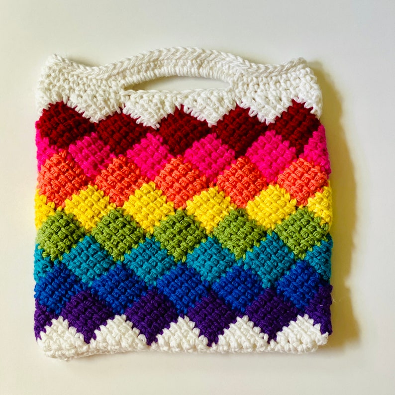 Rainbow Entrelac Tote Bag Crochet Pattern Etsy