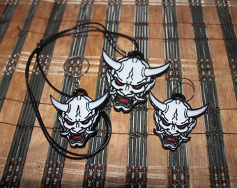 Keychain Mask Hannya Oni Demon Japanese Samurai 3D