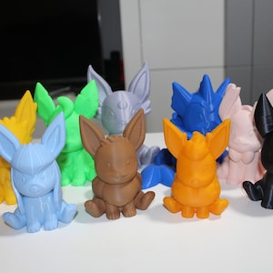 Eeveelutions 3D Chibi Figures: Eevee, Flareon, Jolteon, Leafeon, Umbreon, Espeon, Glaceon, Sylveon – Ready to Paint
