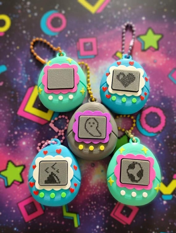 Tamagotchi Fidget Keychain – Customizable 3D Printed Retro Toy