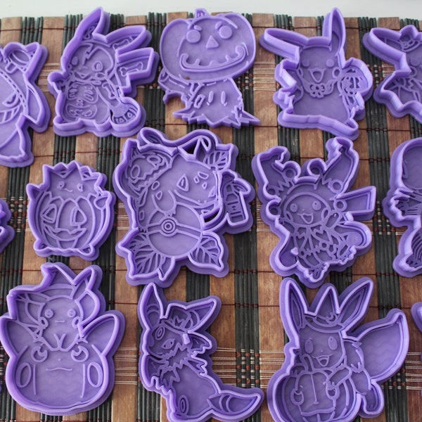 Halloween Cookie Cutter Pokemon Pikachu Mimikyu Gengar Charmander Bulbasaur Umbreon Espeon Eevee Cute kawaii Boo