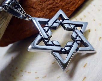 Men’s Jewish Star of David Stainless Steel Religious Pendant