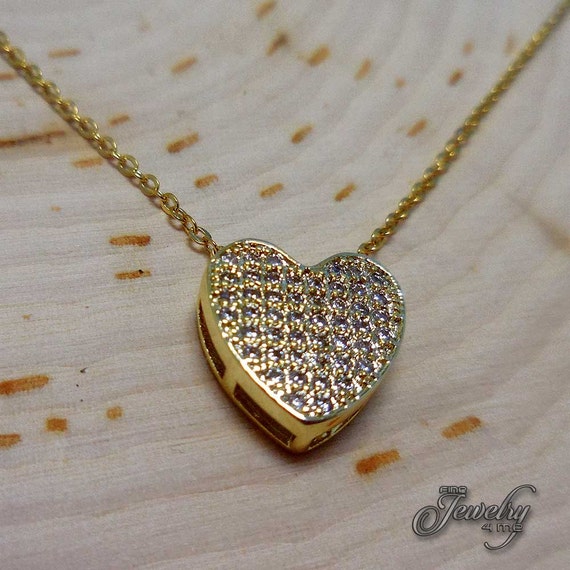Gold Swarovski Crystal Heart Necklace Etsy Canada