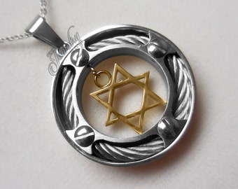 Two-Tone Star of David Cable Necklace