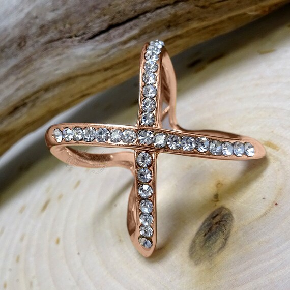 Rose gold cubic sale zirconia band rings
