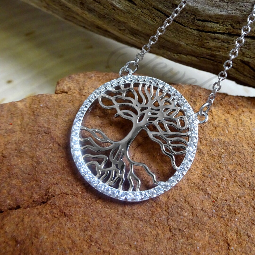 Tree of Life Pendant .925 Sterling Silver Cubic Zirconia Necklace - Etsy