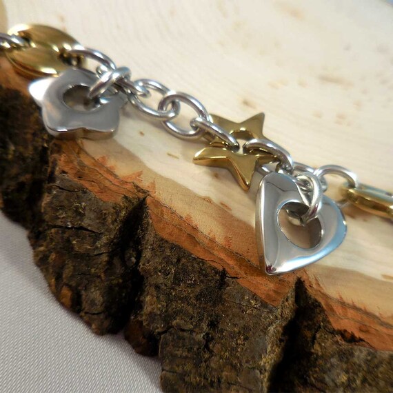 Two tone cheap charm bracelet