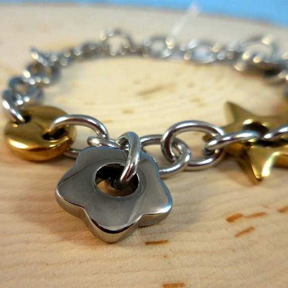 Two tone cheap charm bracelet