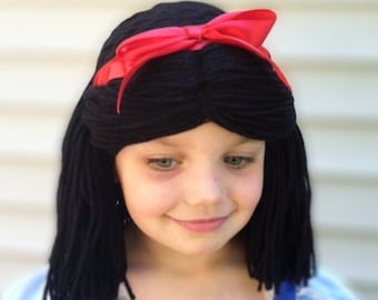 Snow white wig, Yarn wigs for kids, girls dress up accessories, Snow white costume wig for girl, Little girl birthday gift, Princess costume