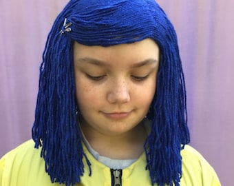 Coraline costume wig, Blue yarn wig, Coraline wig, Coraline Halloween costume, Coraline cosplay wig, girls Halloween costume, Short blue wig