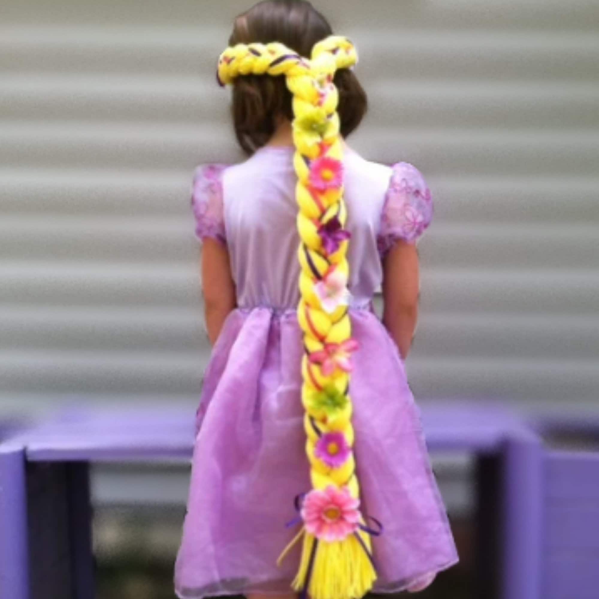 Disney filles princesse raiponce robe enfant en bas âge enfants été  l'emmêlé Halloween Cospaly Costume enfant perruque tresse fête  d'anniversaire 