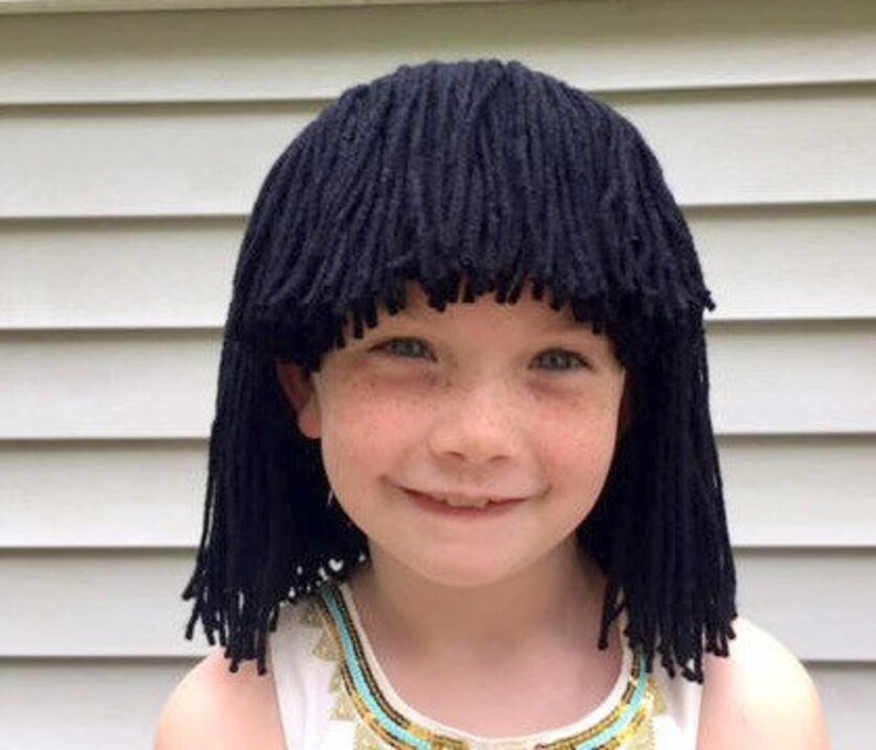 kids short black wig