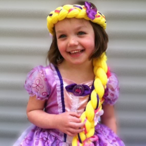 Disney filles princesse raiponce robe enfant en bas âge enfants été  l'emmêlé Halloween Cospaly Costume enfant perruque tresse fête  d'anniversaire 