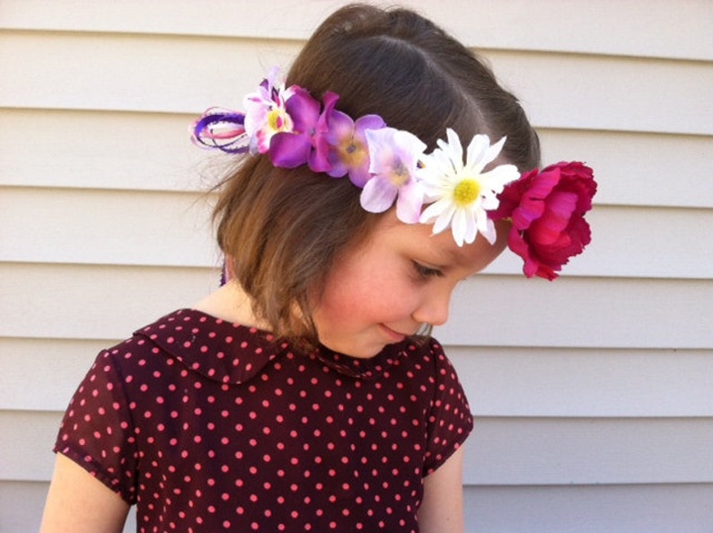 Rapunzel ears Purple flower crown Boho flower crown for girls Bohemian festival crown Festival headpiece Tangled Bounding accessories