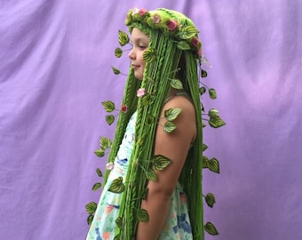 Mother Nature costume wig, Mother Earth costume wig, Tefiti wig, Green yarn wig, Te Fiti costume wig, Mother Nature wig, Gaia costume wig