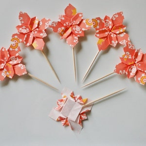 Toppers Origami Gateau Fleur Fleur En Origami Fleur En Etsy