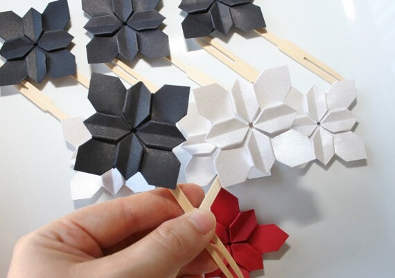 Toppers Origami Gateau Fleur Fleur En Origami Fleur En Etsy