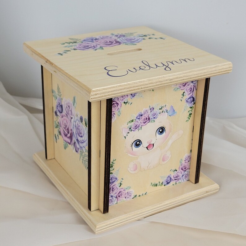 Kids Piggy Banks Purple Floral Nursery Bee Decoration Baby Etsy