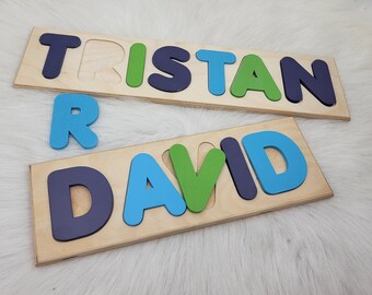 Personalized Baby Boy Nursery Decor / Gifts: Custom Name Puzzle, Montessori Wooden Toys, Easter Basket Fillers & More!