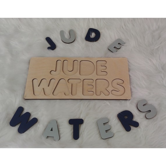 Wooden Name Puzzle With 2 Names Montessori Bebe Etsy