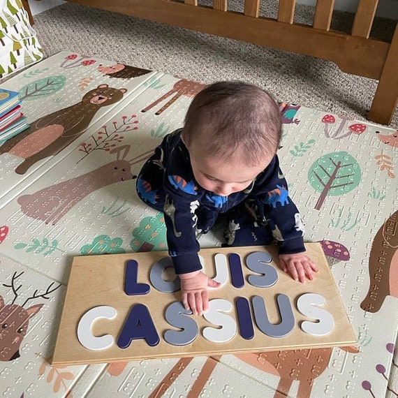 Wooden Name Puzzle With 2 Names Montessori Bebe Etsy