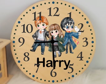 Walls Clocks For Kids, Wizard Silent Wall Clock, HP Birthday Gift, Wall Decor, Personalized Nursery Decoration For Boy