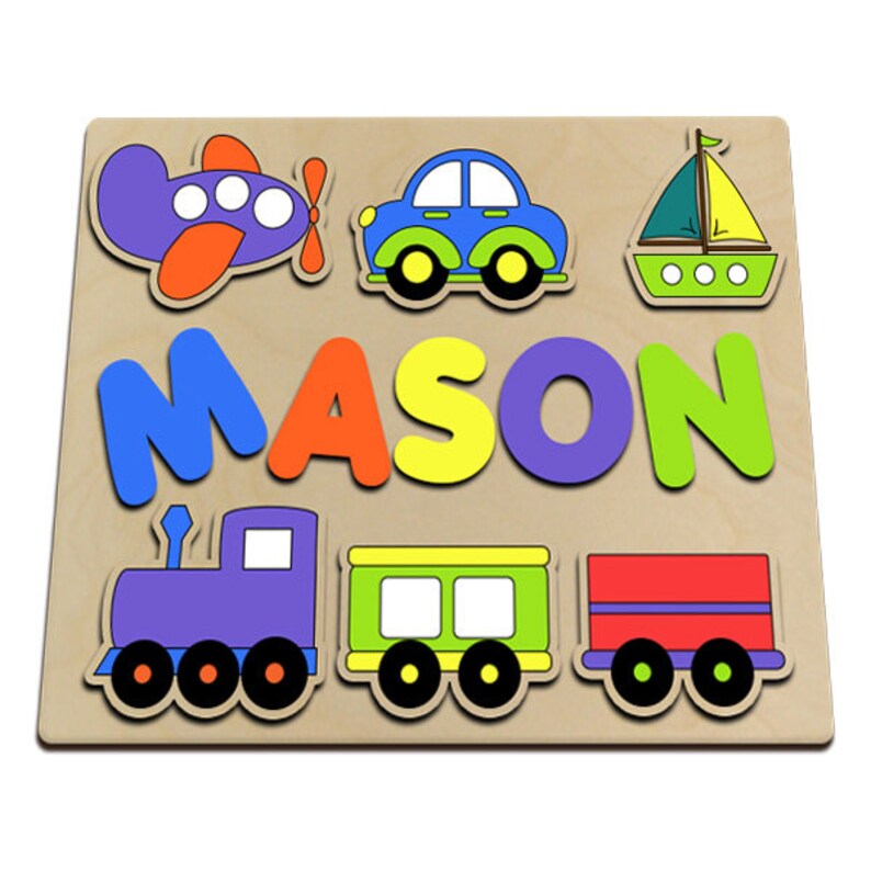 Wood Name Puzzle. Wooden Toddler Toys. First Birthday Gift Boy Etsy