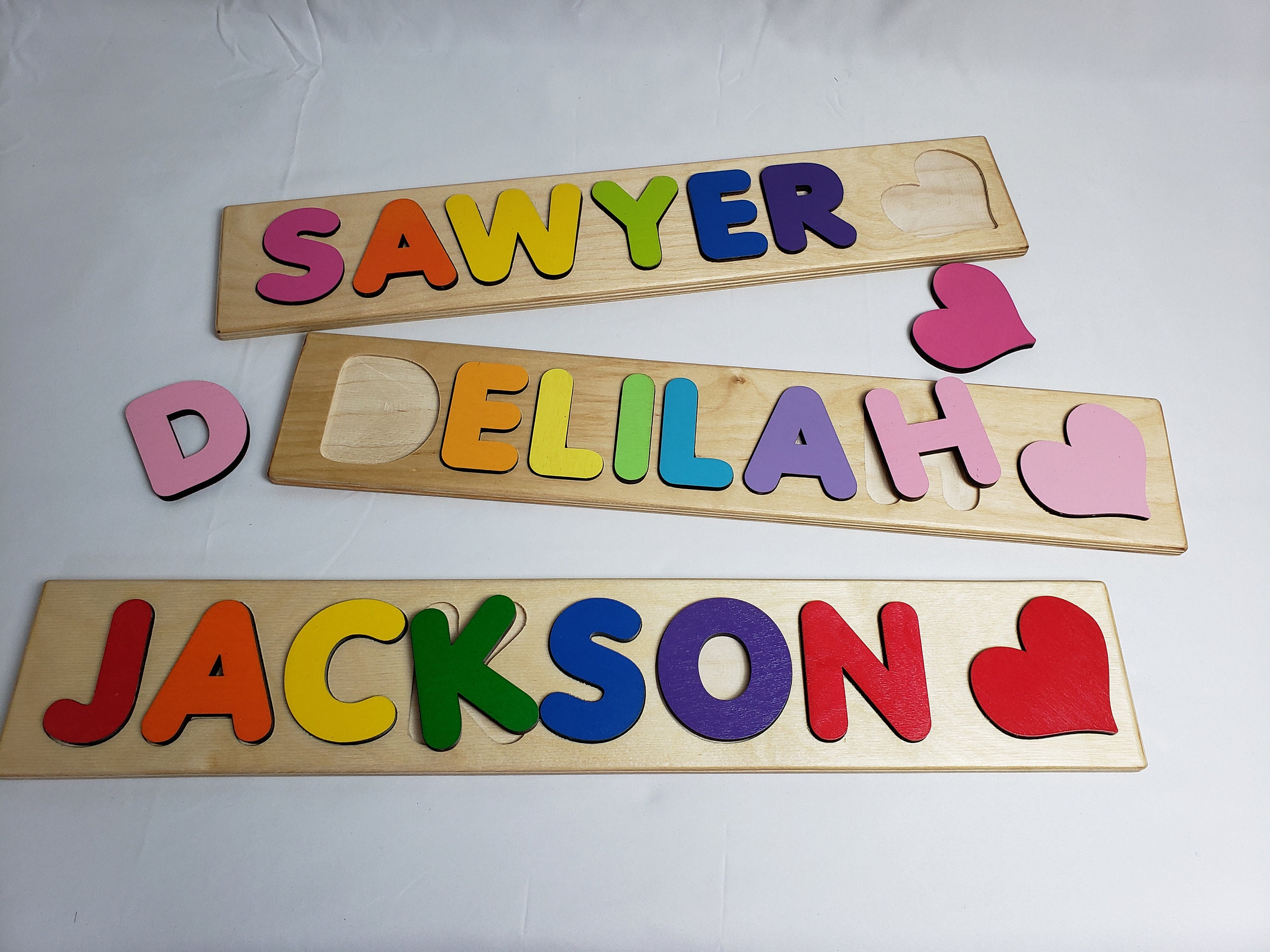Wooden Name Puzzles for Toddlers with Heart Shape Etsy